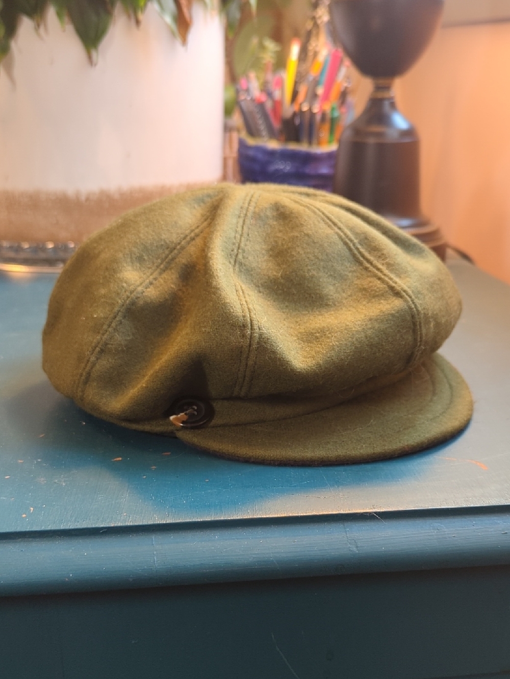 Men's Stormy Kromer Olive Newsboy Cap - Classic Casual Baker Boy Hat